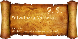 Frivalszky Valéria névjegykártya